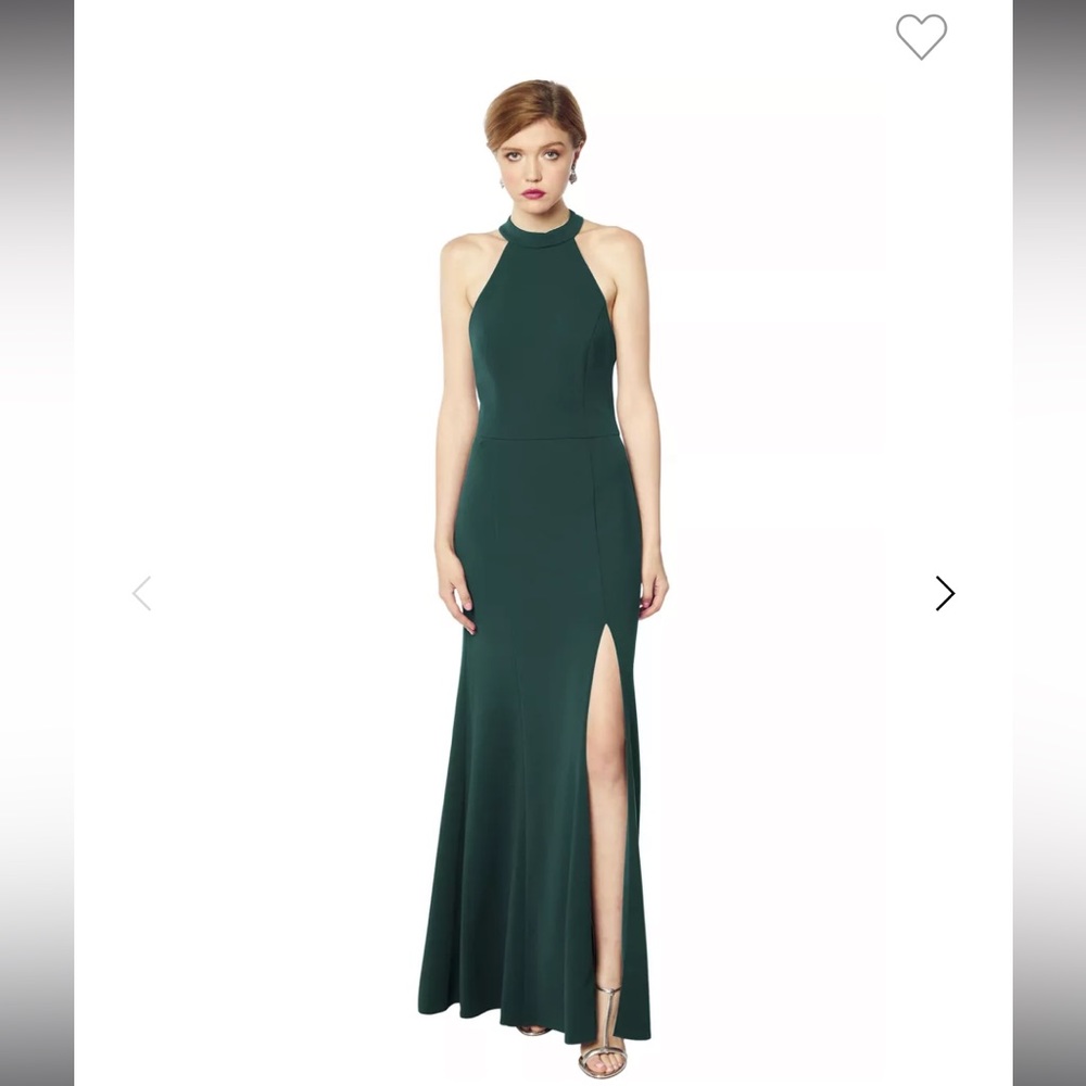 Bill Levkoff Evergreen Stretch Crepe Halter Natural Waist Dress #1709